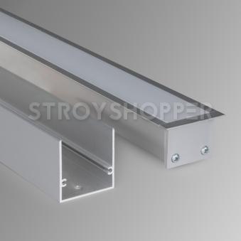 Линейный светодиодный встраиваемый светильник 103см 20Вт 3000К матовое серебро 100-300-103